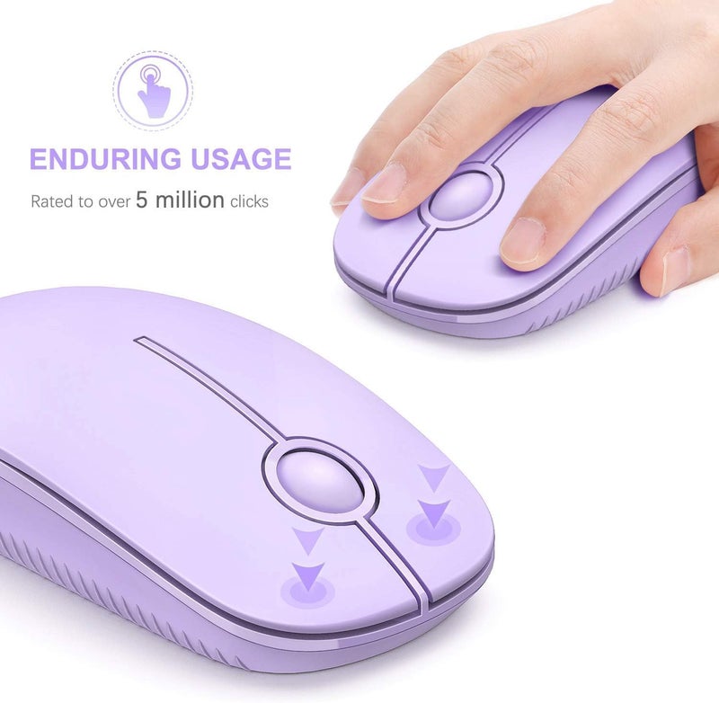 Unipows Wireless Mouse - 2.4G Slim Portable Computer Mouse with Nano Receiver, Less Noise Mobile Optical Mice for Notebook, PC, Laptop, Desktop-Purple - Image 3